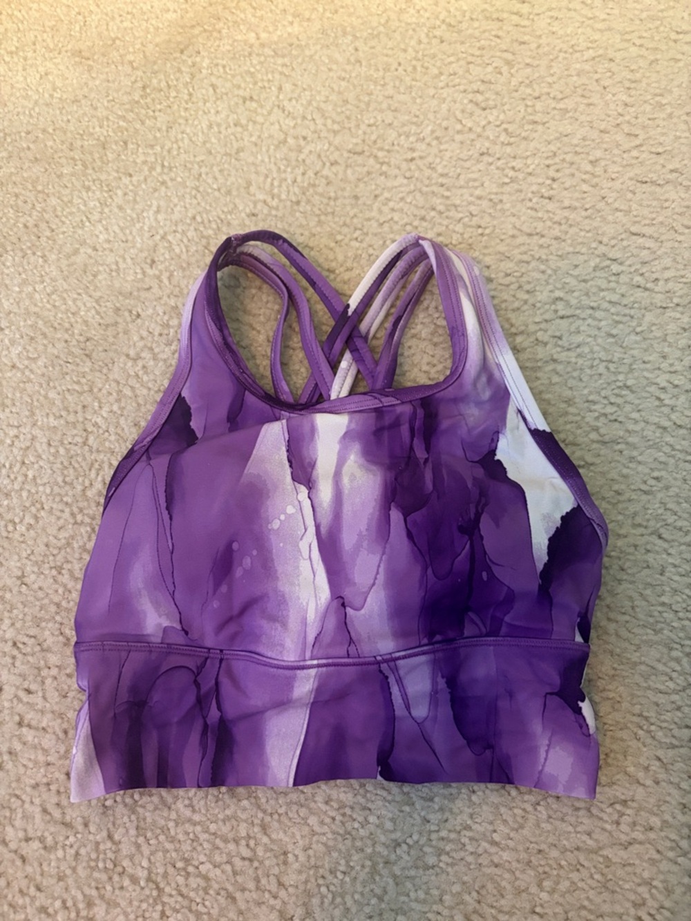 CALIA by Carrie Underwood Purple Marble Strappy Sports Bra